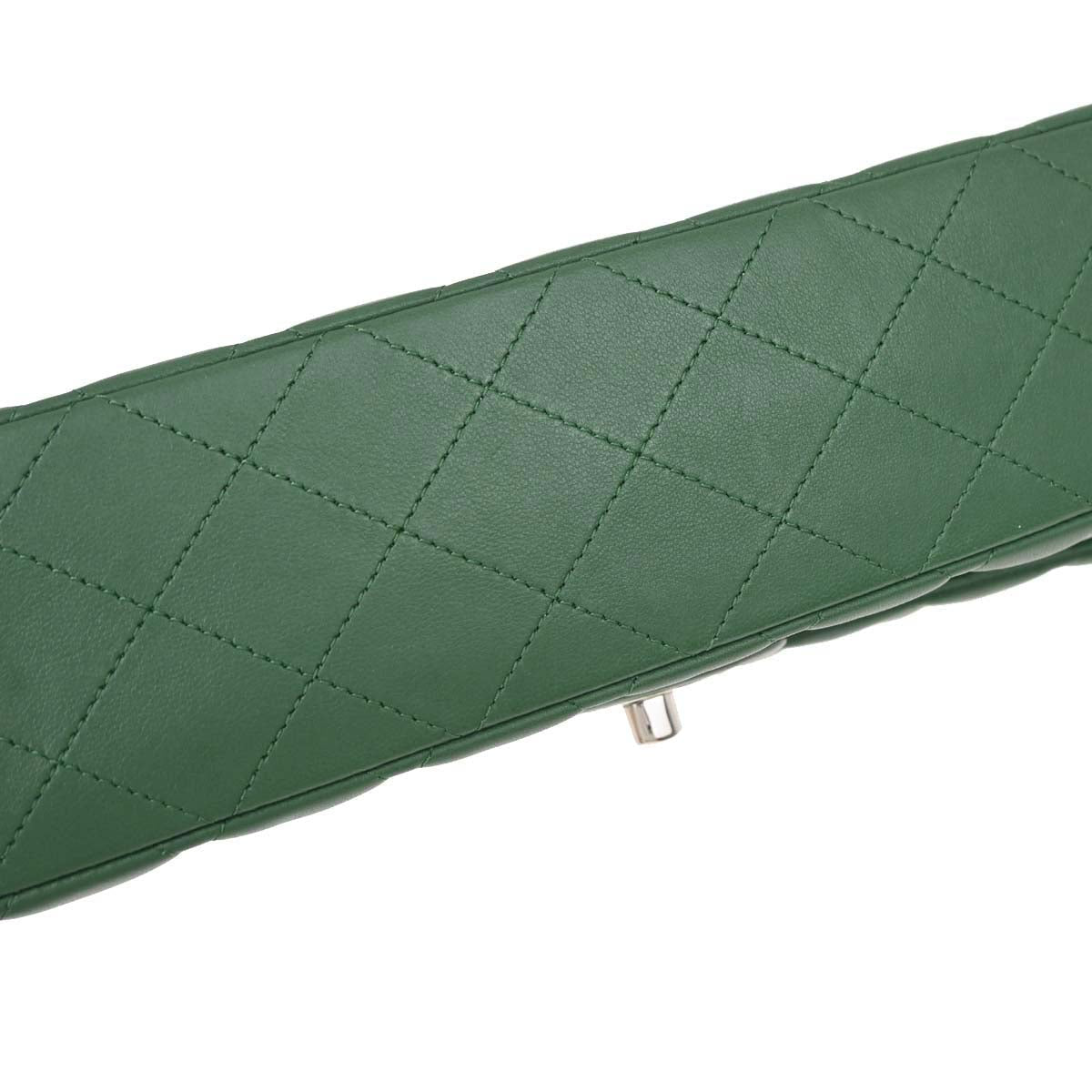 Chanel Green Lambskin Medium Classic Double Flap Shoulder Bag