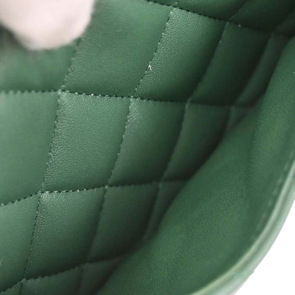 Chanel Green Lambskin Medium Classic Double Flap Shoulder Bag