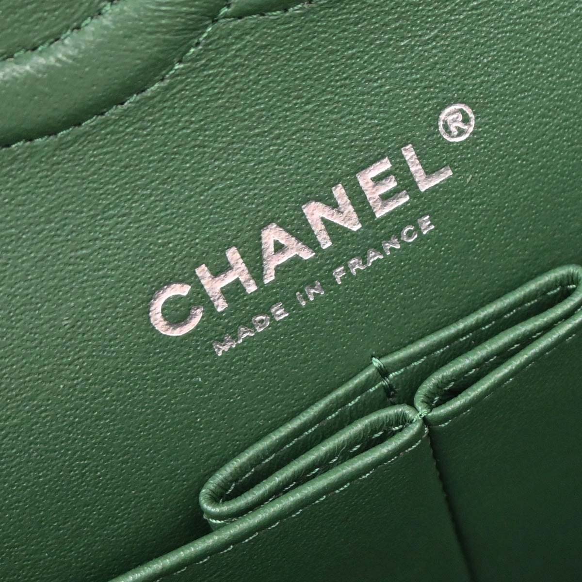 Chanel Green Lambskin Medium Classic Double Flap Shoulder Bag