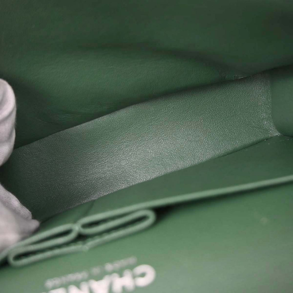 Chanel Green Lambskin Medium Classic Double Flap Shoulder Bag