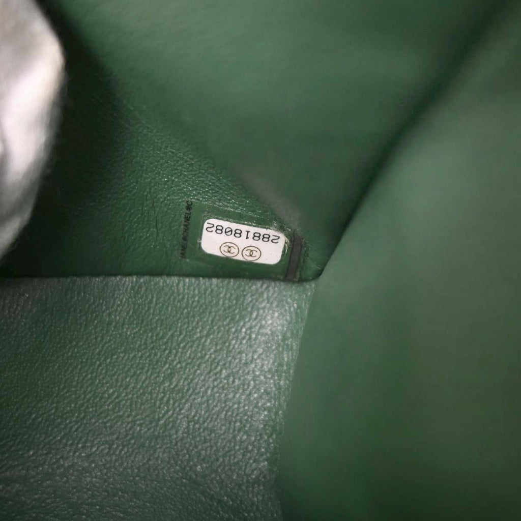 Chanel Green Lambskin Medium Classic Double Flap Shoulder Bag