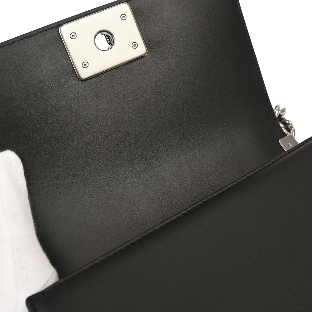Boy Chanel Black Tweed Lambskin Small Chain Shoulder Bag