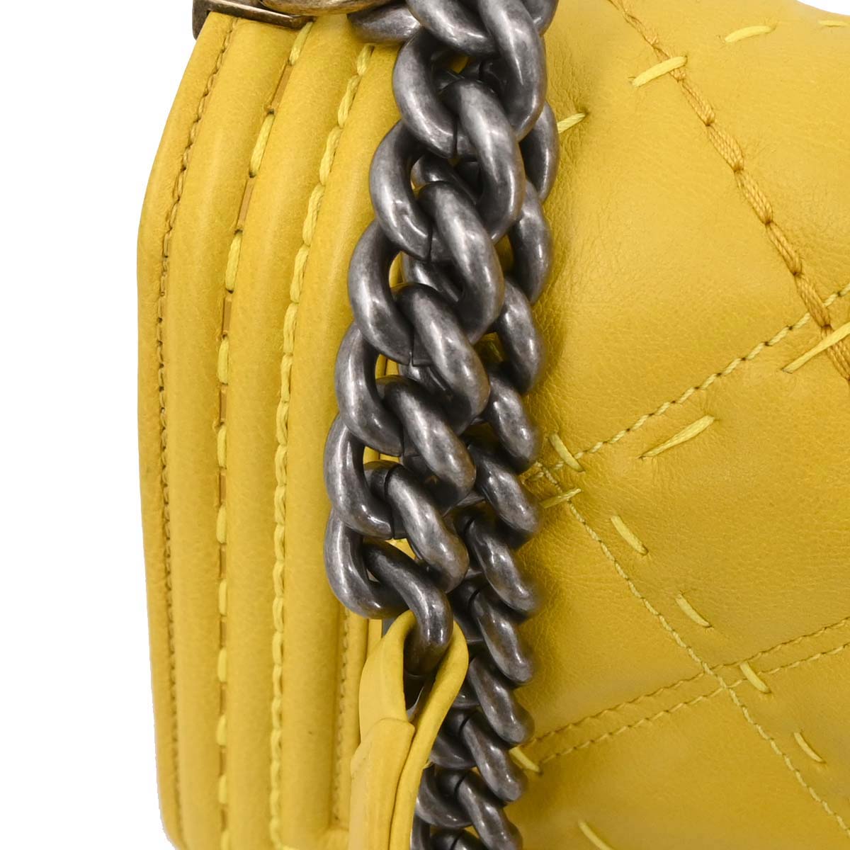 Boy Chanel Yellow Lambskin Medium Chain Shoulder Bag