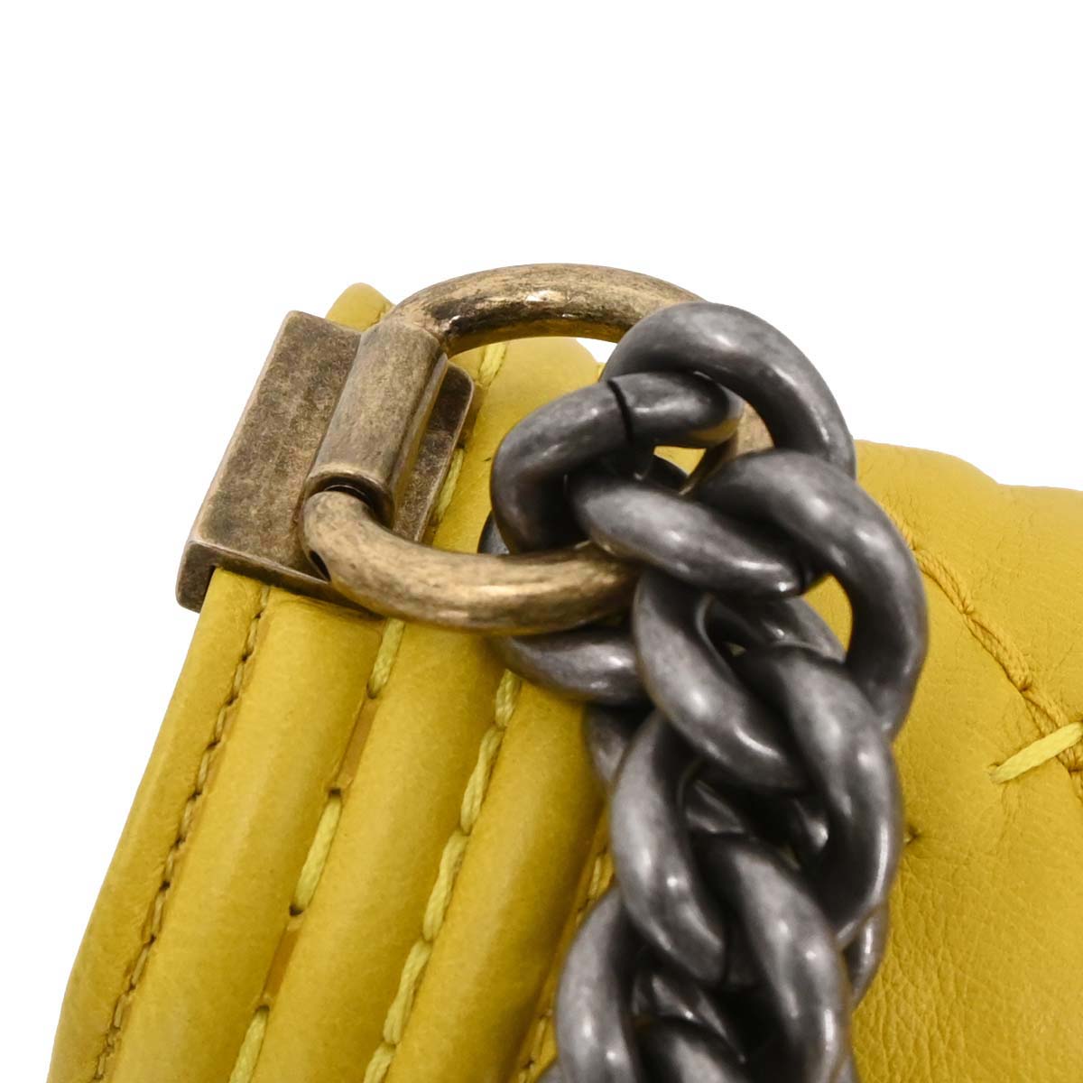 Boy Chanel Yellow Lambskin Medium Chain Shoulder Bag