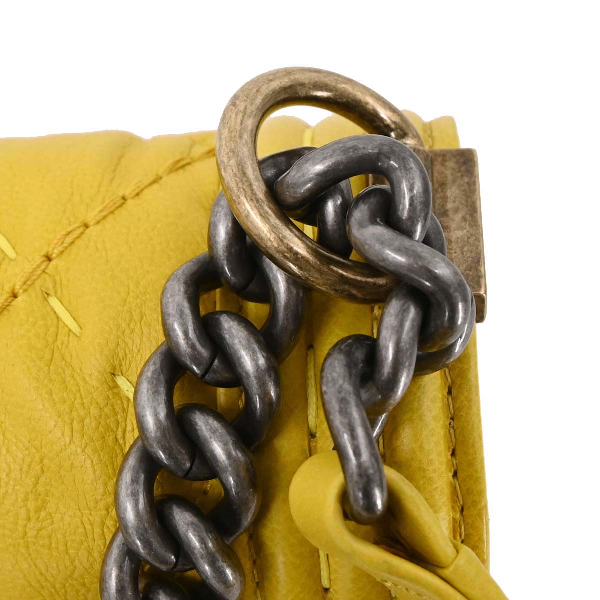 Boy Chanel Yellow Lambskin Medium Chain Shoulder Bag