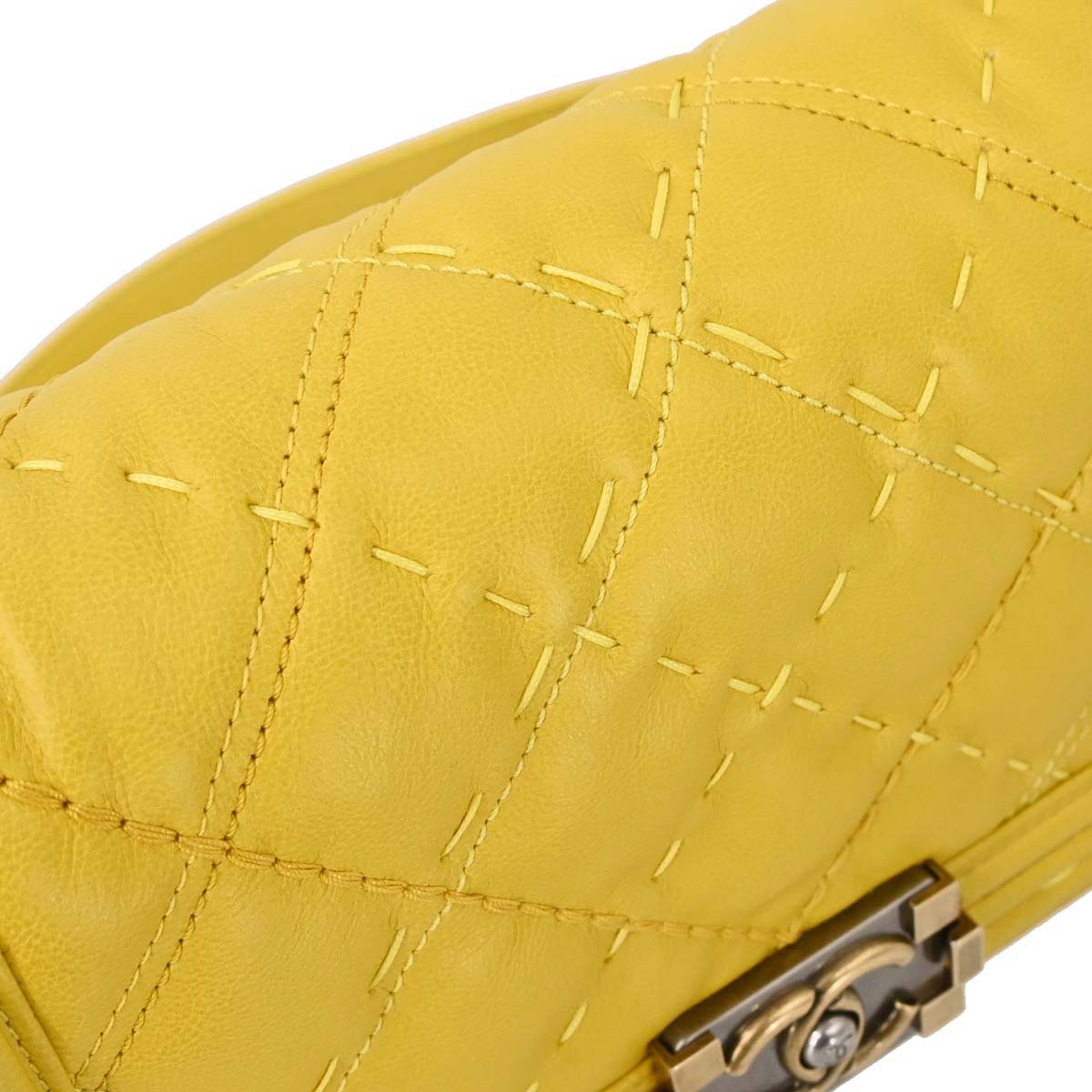 Boy Chanel Yellow Lambskin Medium Chain Shoulder Bag