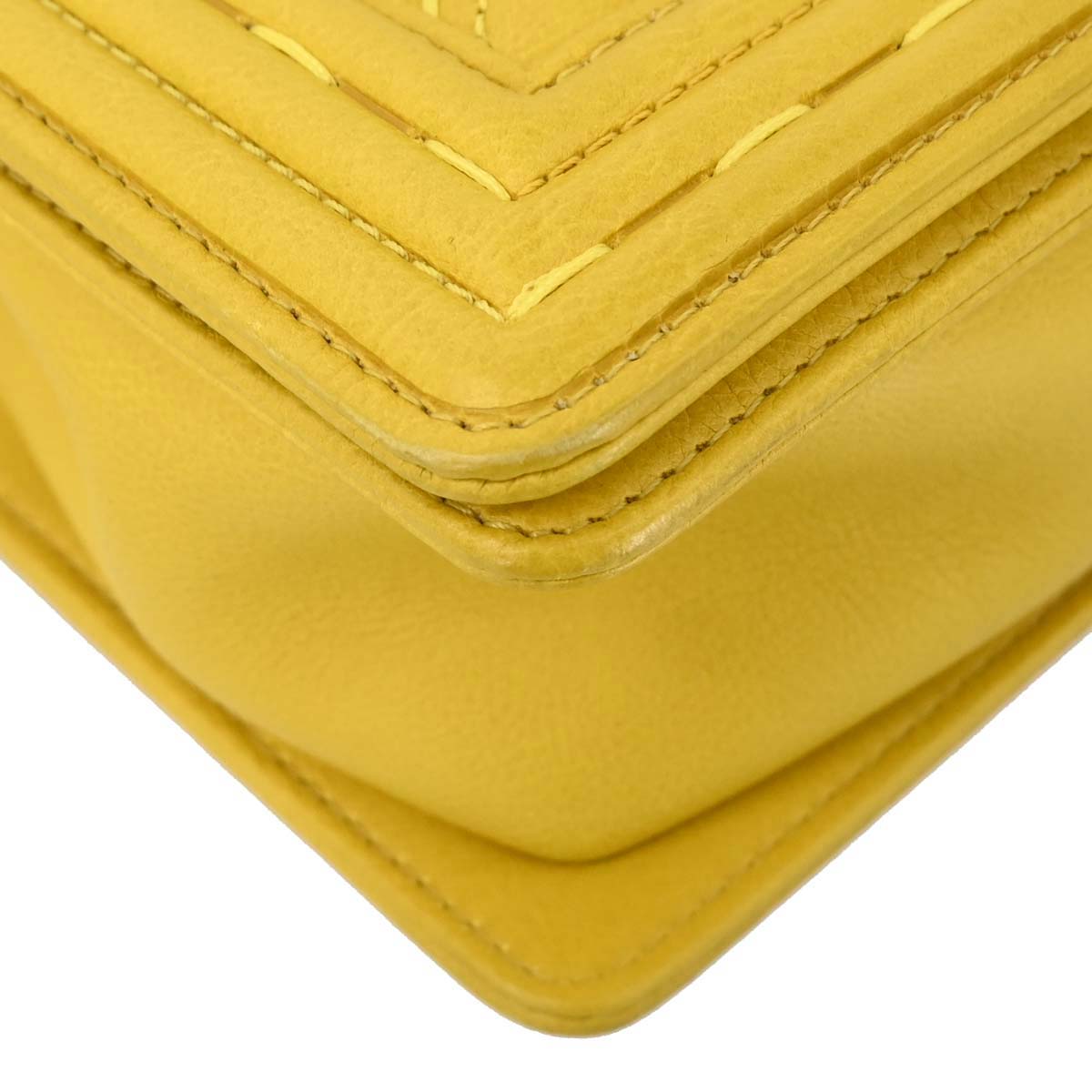 Boy Chanel Yellow Lambskin Medium Chain Shoulder Bag