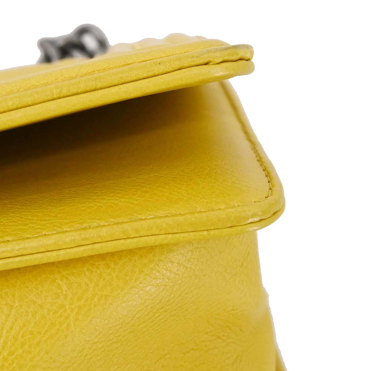 Boy Chanel Yellow Lambskin Medium Chain Shoulder Bag