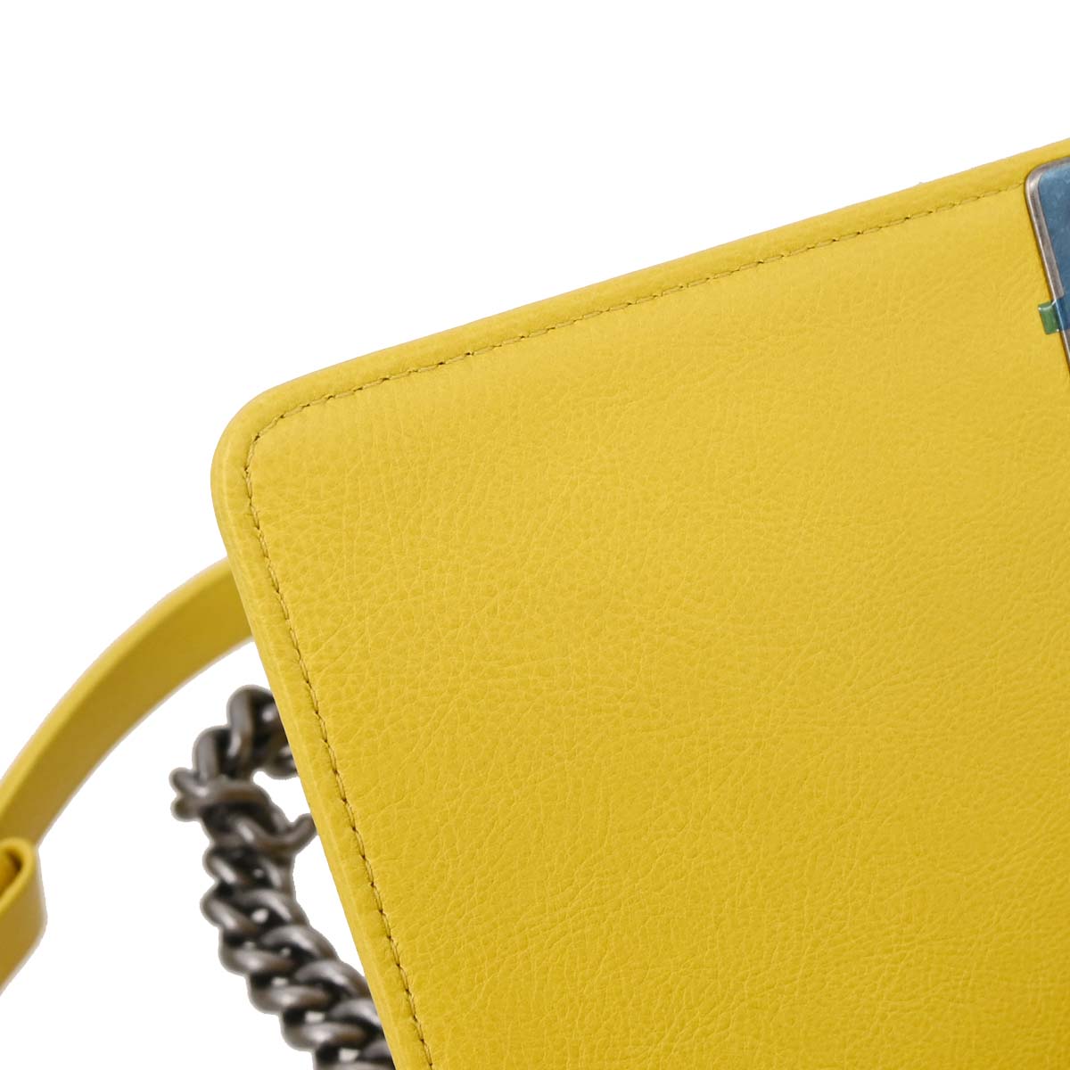 Boy Chanel Yellow Lambskin Medium Chain Shoulder Bag