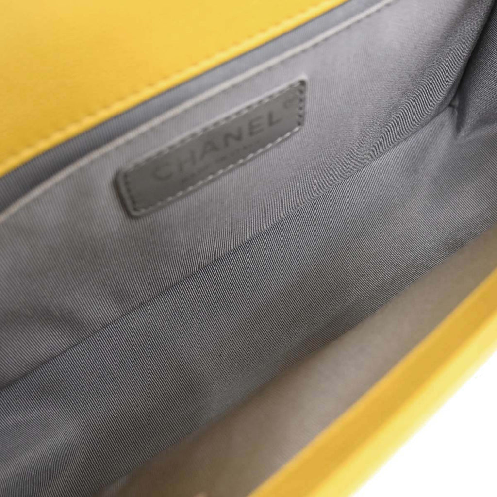 Boy Chanel Yellow Lambskin Medium Chain Shoulder Bag