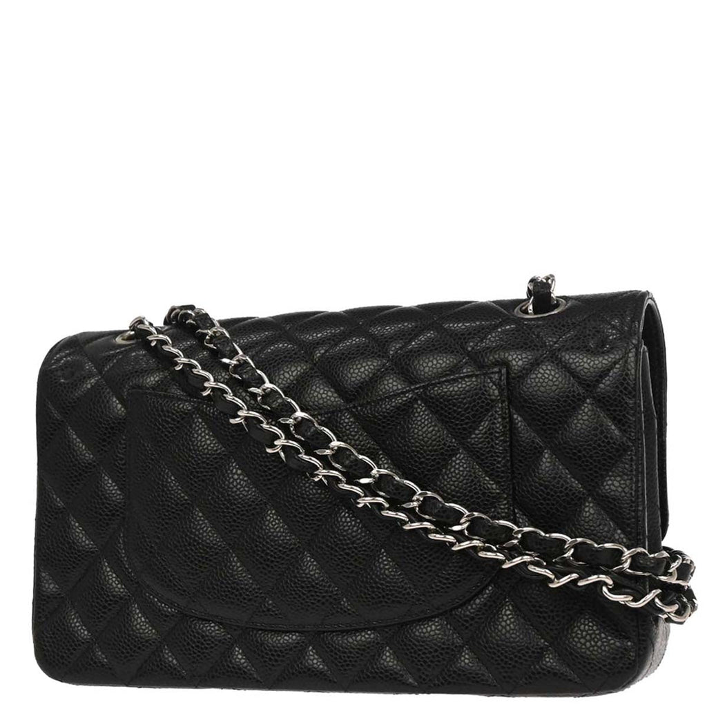 Chanel Black Caviar Skin Medium Classic Double Flap Shoulder Bag