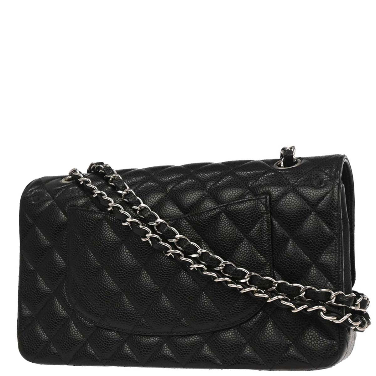 Chanel Black Caviar Skin Medium Classic Double Flap Shoulder Bag