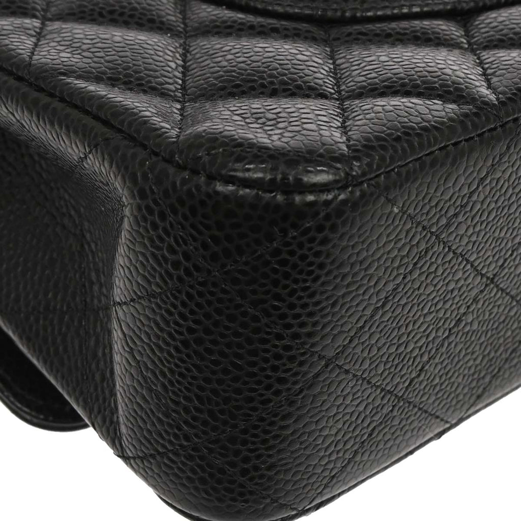 Chanel Black Caviar Skin Medium Classic Double Flap Shoulder Bag