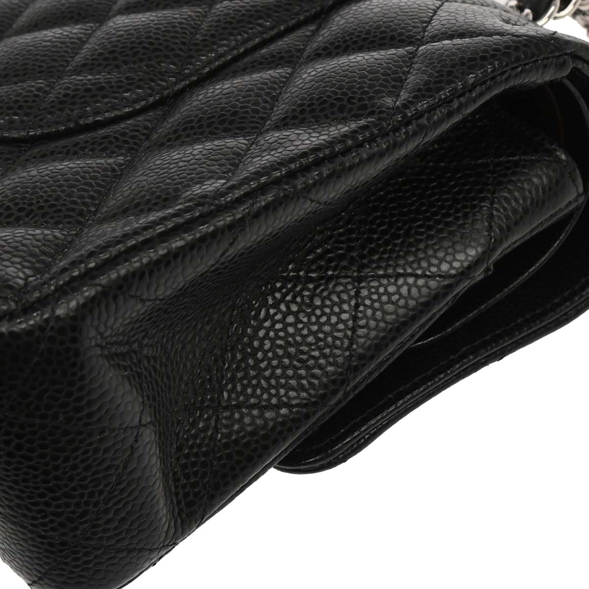 Chanel Black Caviar Skin Medium Classic Double Flap Shoulder Bag