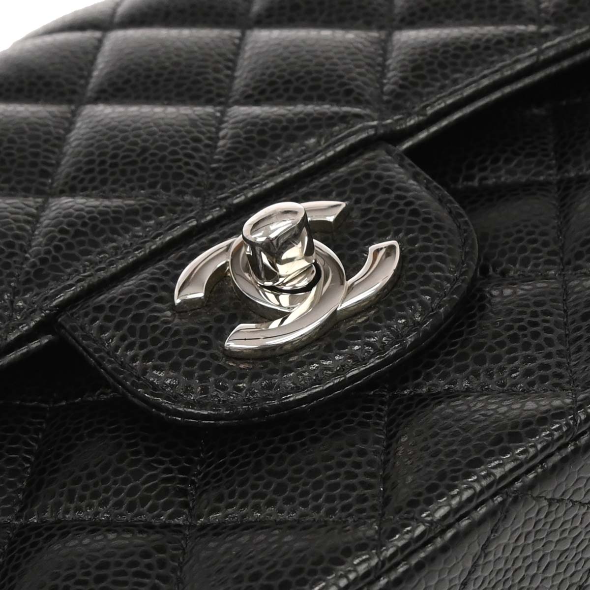 Chanel Black Caviar Skin Medium Classic Double Flap Shoulder Bag