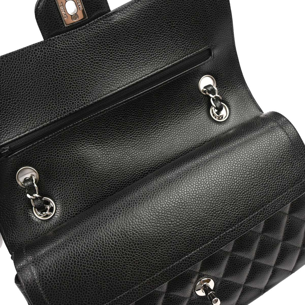 Chanel Black Caviar Skin Medium Classic Double Flap Shoulder Bag