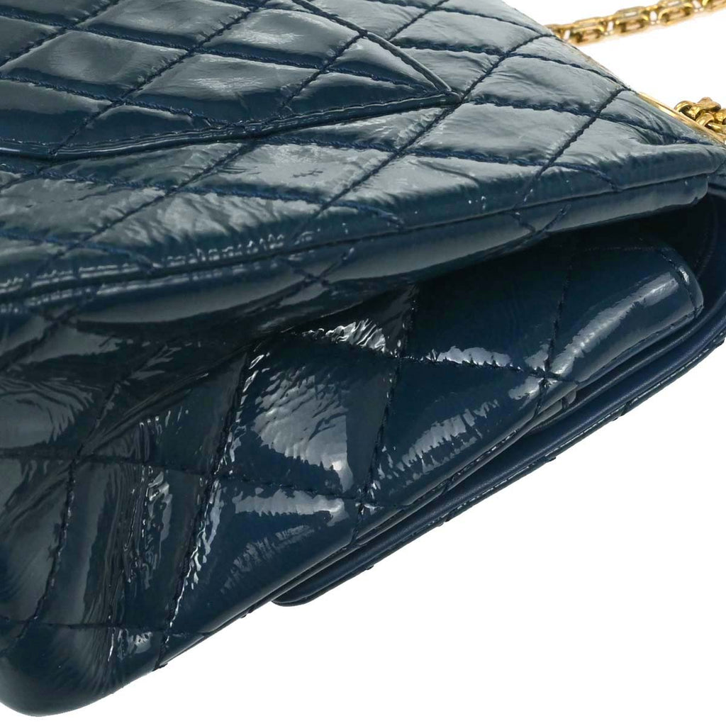 Chanel Blue Patent Leather 2.55 Double Flap Shoulder Bag