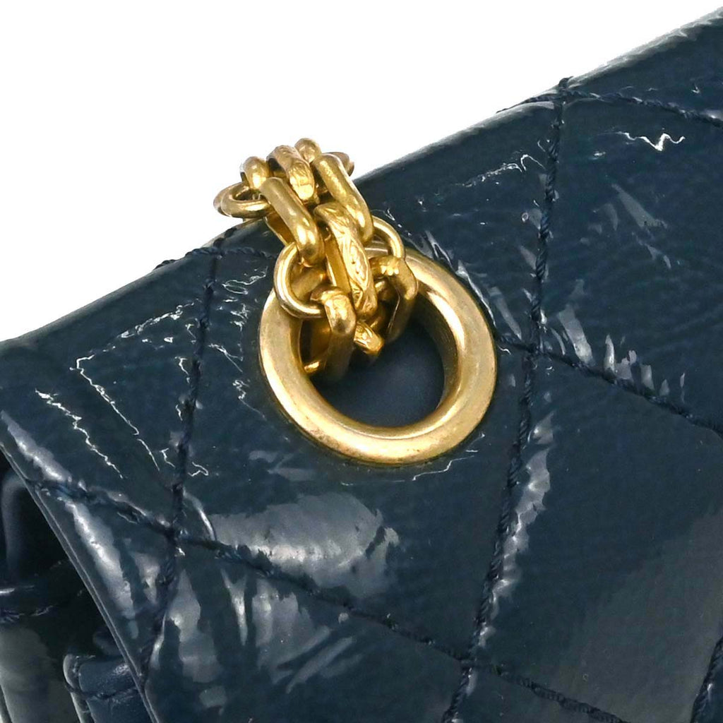 Chanel Blue Patent Leather 2.55 Double Flap Shoulder Bag