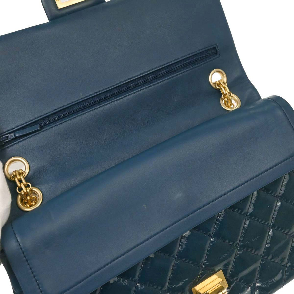 Chanel Blue Patent Leather 2.55 Double Flap Shoulder Bag