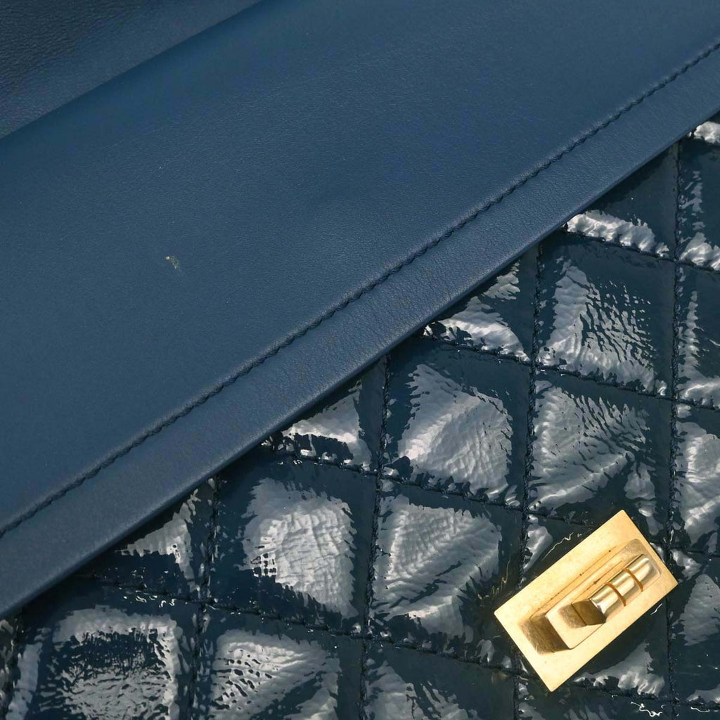 Chanel Blue Patent Leather 2.55 Double Flap Shoulder Bag