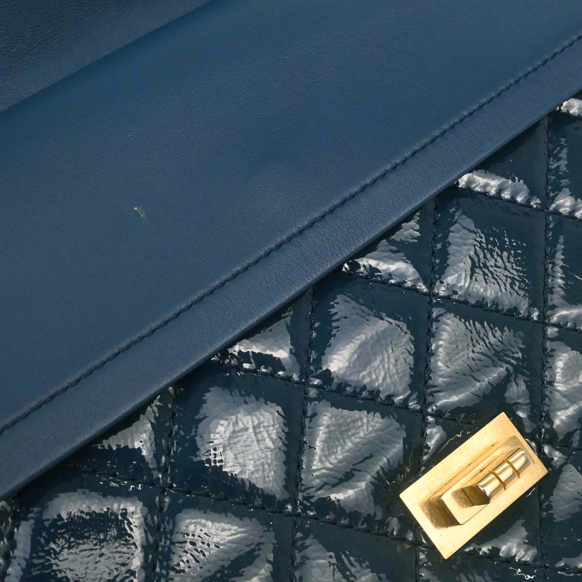 Chanel Blue Patent Leather 2.55 Double Flap Shoulder Bag