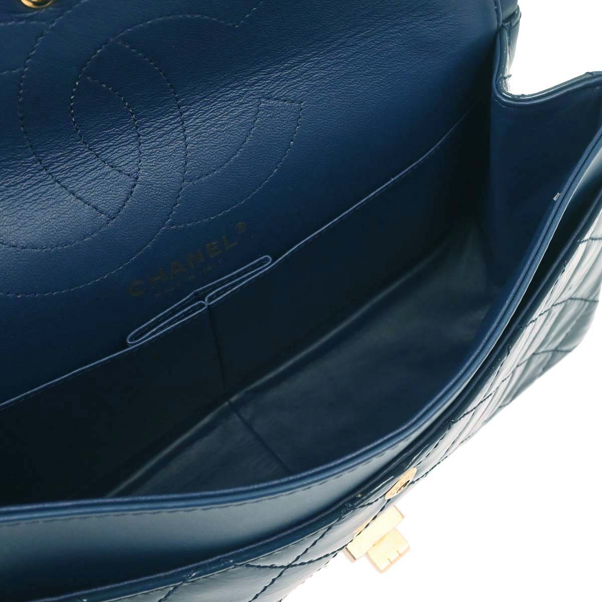 Chanel Blue Patent Leather 2.55 Double Flap Shoulder Bag
