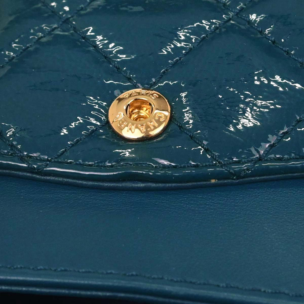 Chanel Blue Patent Leather 2.55 Double Flap Shoulder Bag