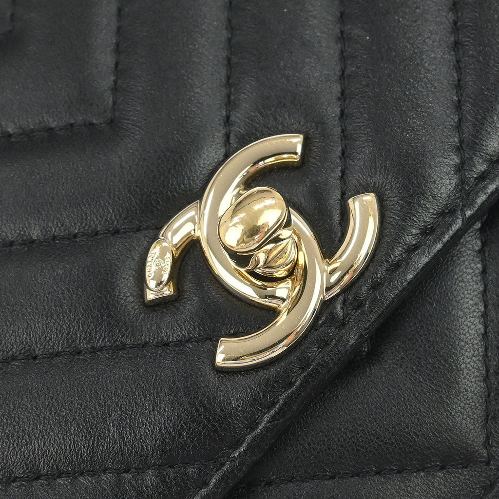 Chanel 2019 Black Lambskin Chevron Trendy CC WOC Wallet on Chain Bag