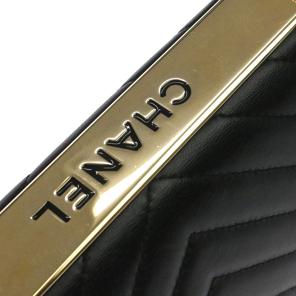Chanel 2019 Black Lambskin Chevron Trendy CC WOC Wallet on Chain Bag