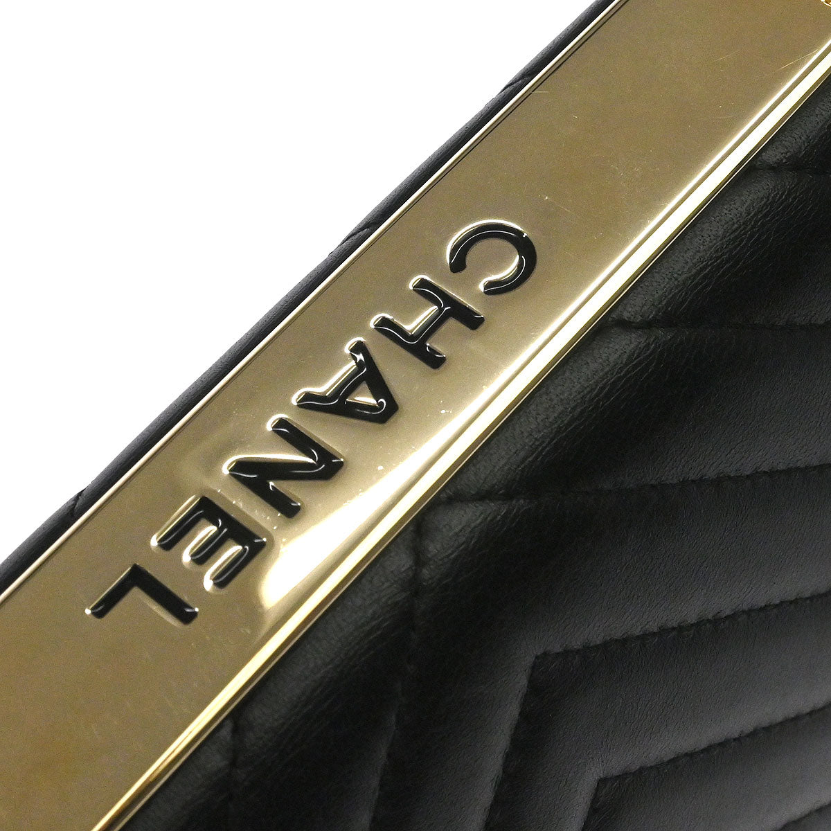 Chanel 2019 Black Lambskin Chevron Trendy CC WOC Wallet on Chain Bag