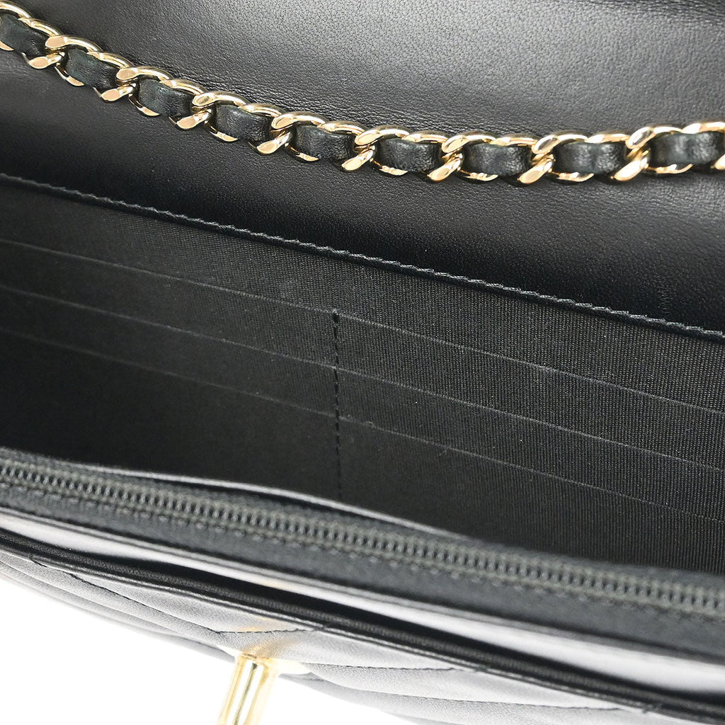 Chanel 2019 Black Lambskin Chevron Trendy CC WOC Wallet on Chain Bag