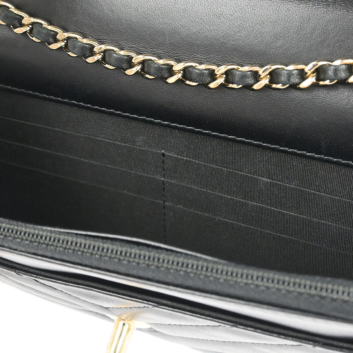 Chanel 2019 Black Lambskin Chevron Trendy CC WOC Wallet on Chain Bag