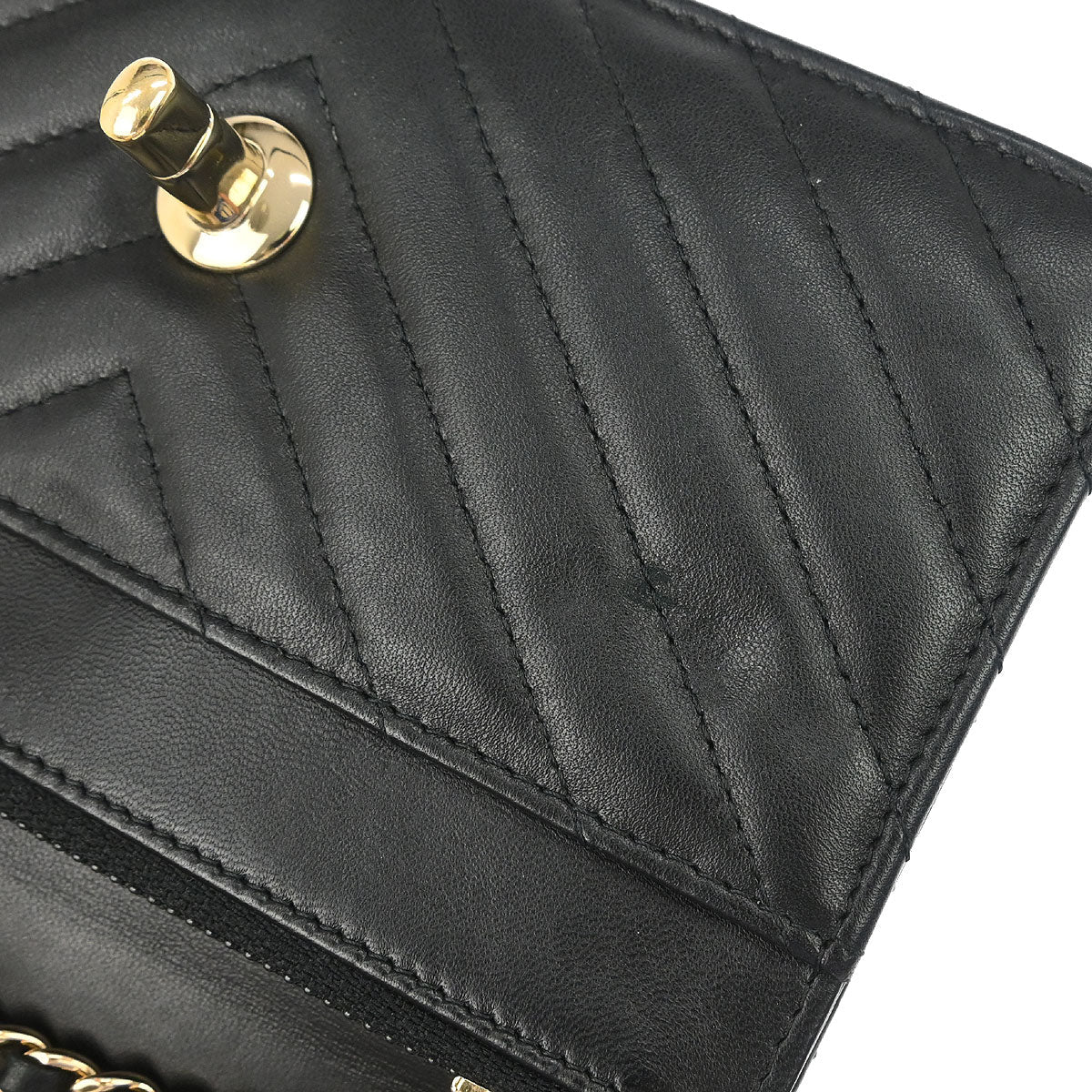 Chanel 2019 Black Lambskin Chevron Trendy CC WOC Wallet on Chain Bag