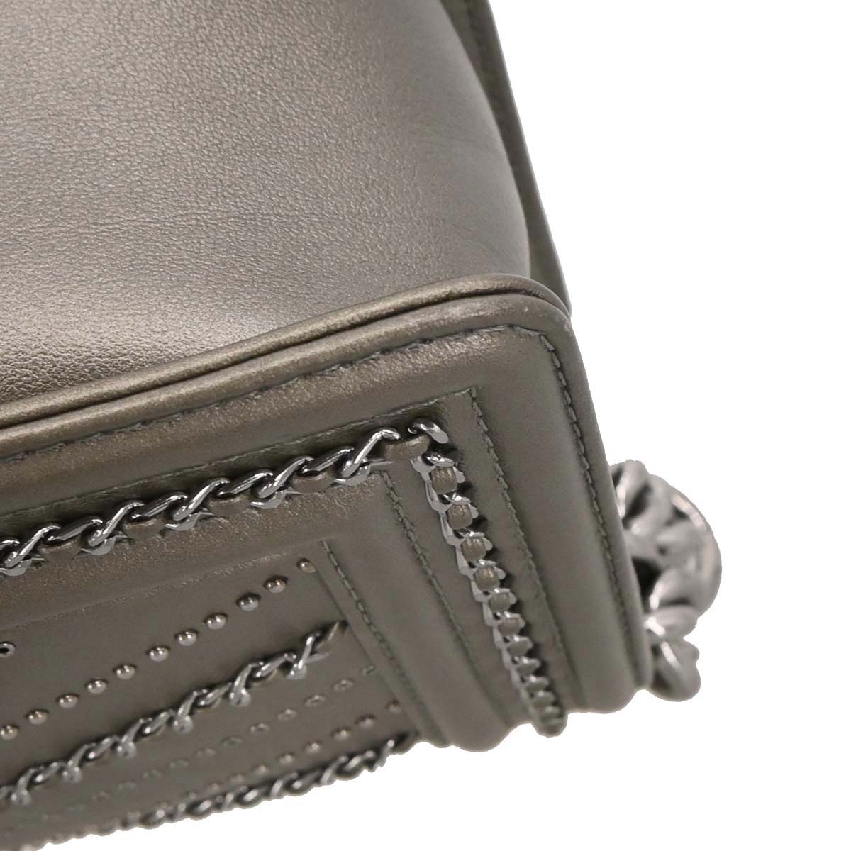 Boy Chanel Gray Calfskin Chevron Medium Chain Shoulder Bag