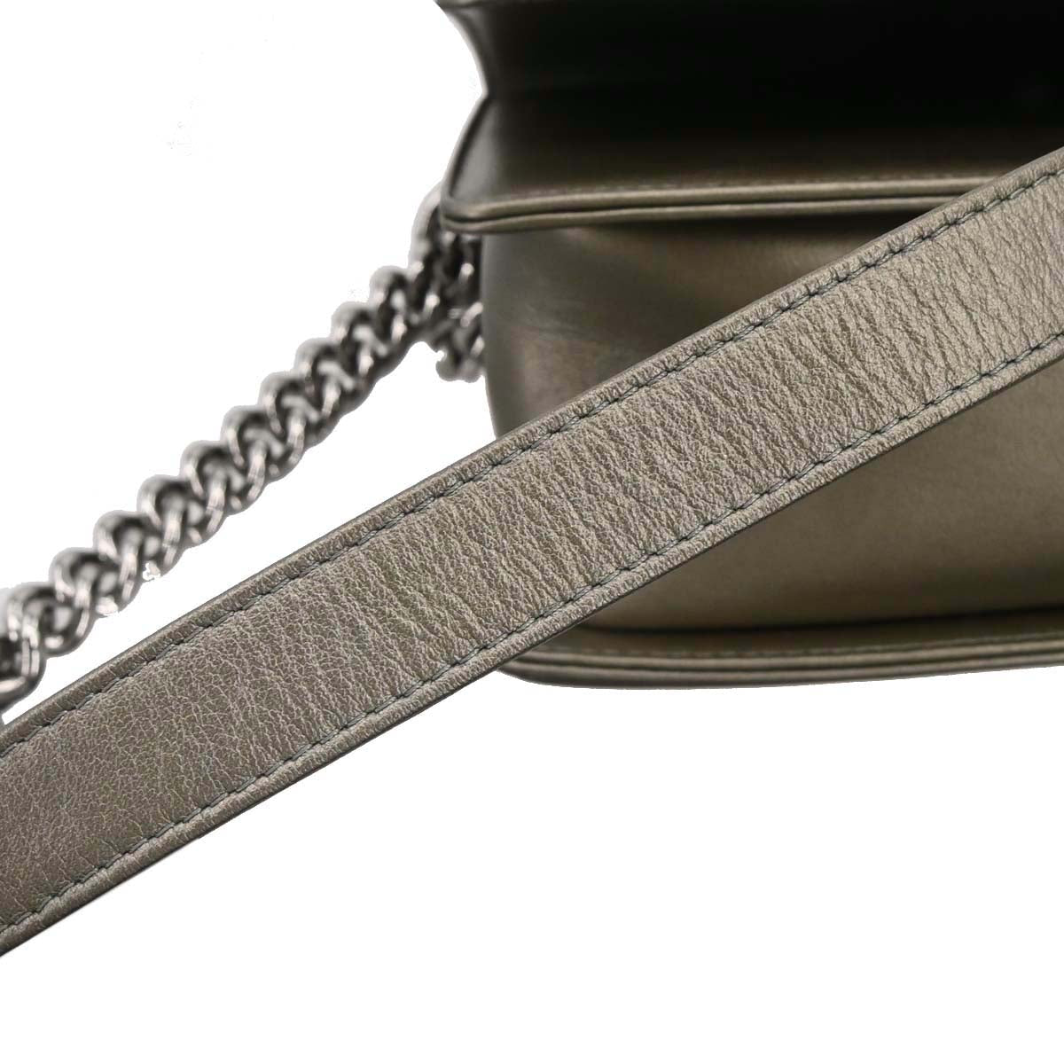 Boy Chanel Gray Calfskin Chevron Medium Chain Shoulder Bag