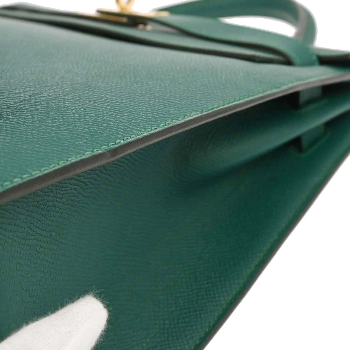 Hermes Vert Vertigo Epsom Kelly 32 Sellier 2way Shoulder Handbag