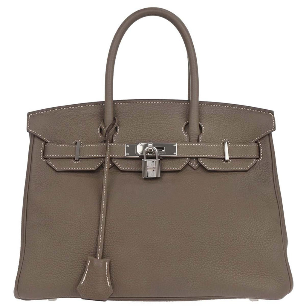 Hermes Etoupe Gray Togo Birkin 30 Handbag