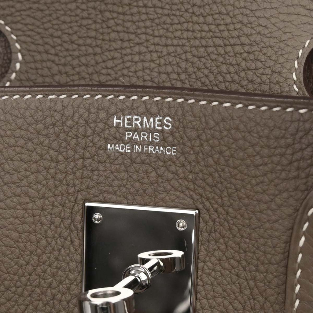 Hermes Etoupe Gray Togo Birkin 30 Handbag