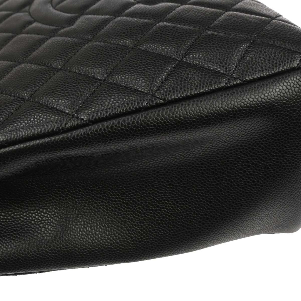 Chanel Black Caviar Skin Grand Shopping Tote GST Chain Handbag