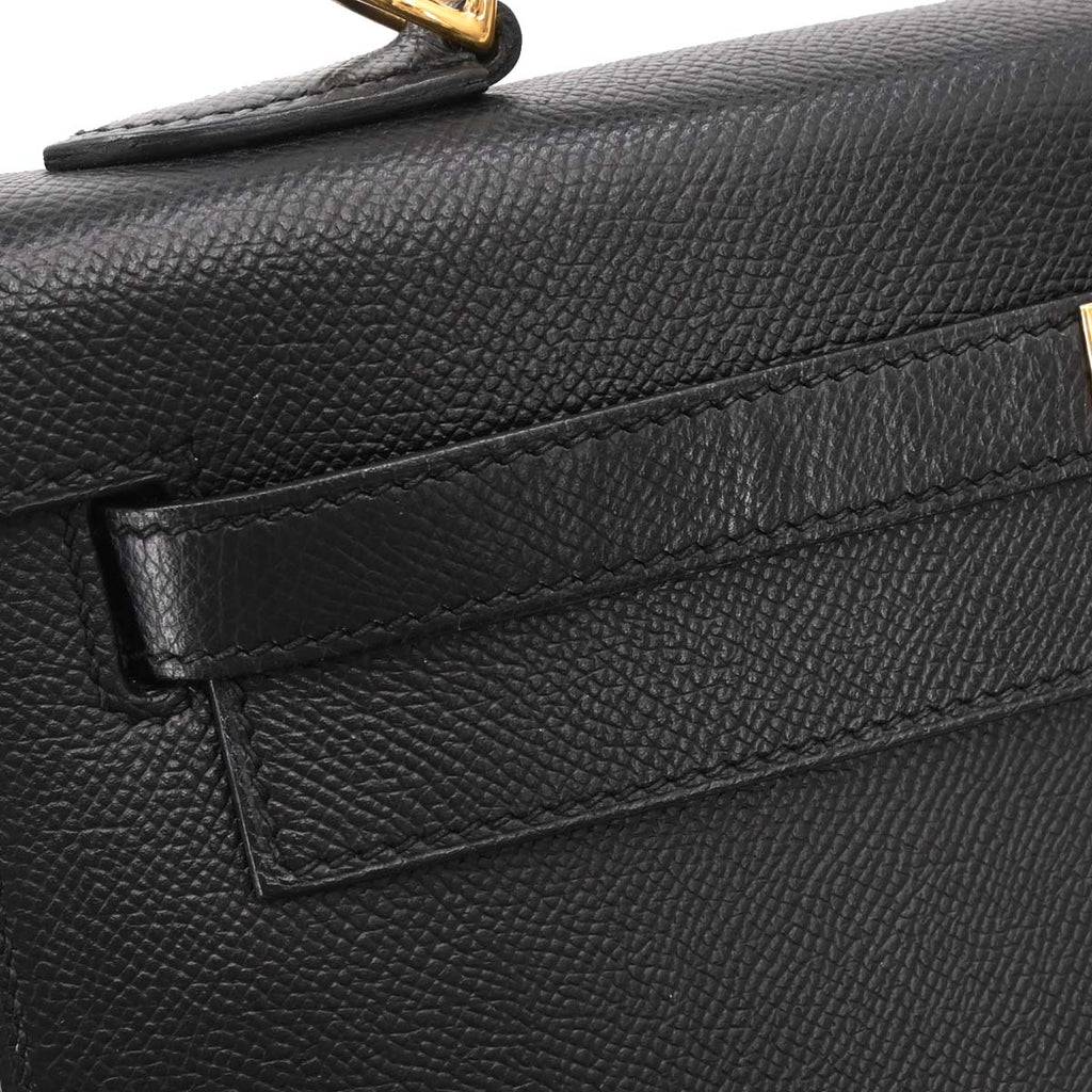 Hermes Black Epsom Kelly 32 Sellier 2way Shoulder Handbag