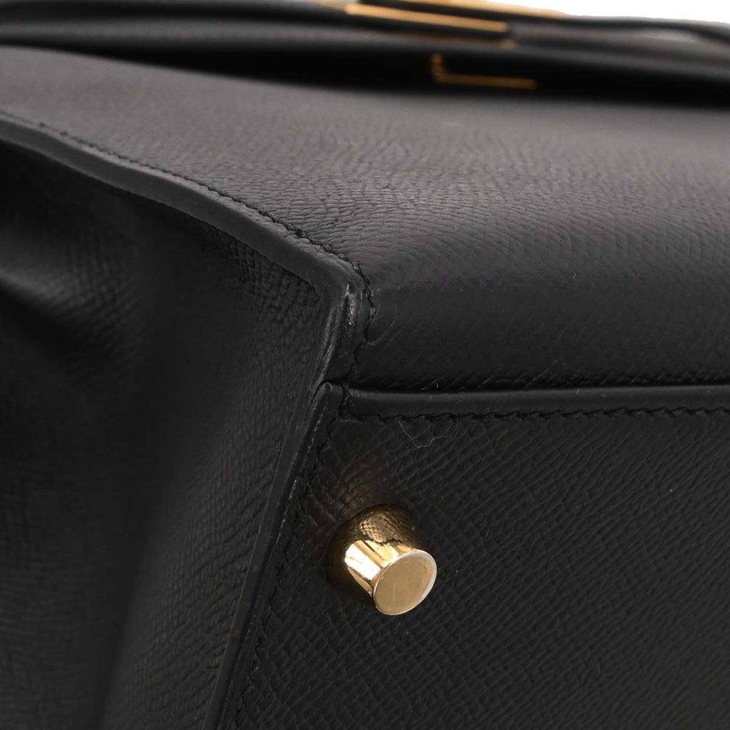 Hermes Black Epsom Kelly 32 Sellier 2way Shoulder Handbag