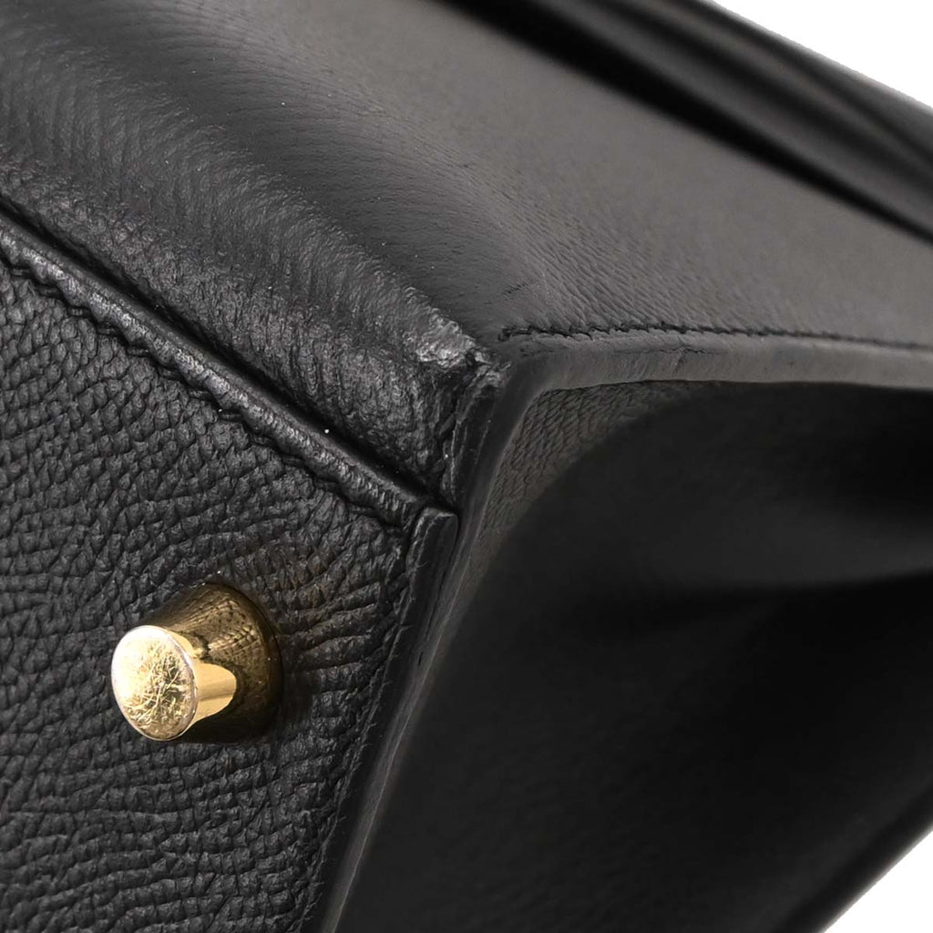 Hermes Black Epsom Kelly 32 Sellier 2way Shoulder Handbag