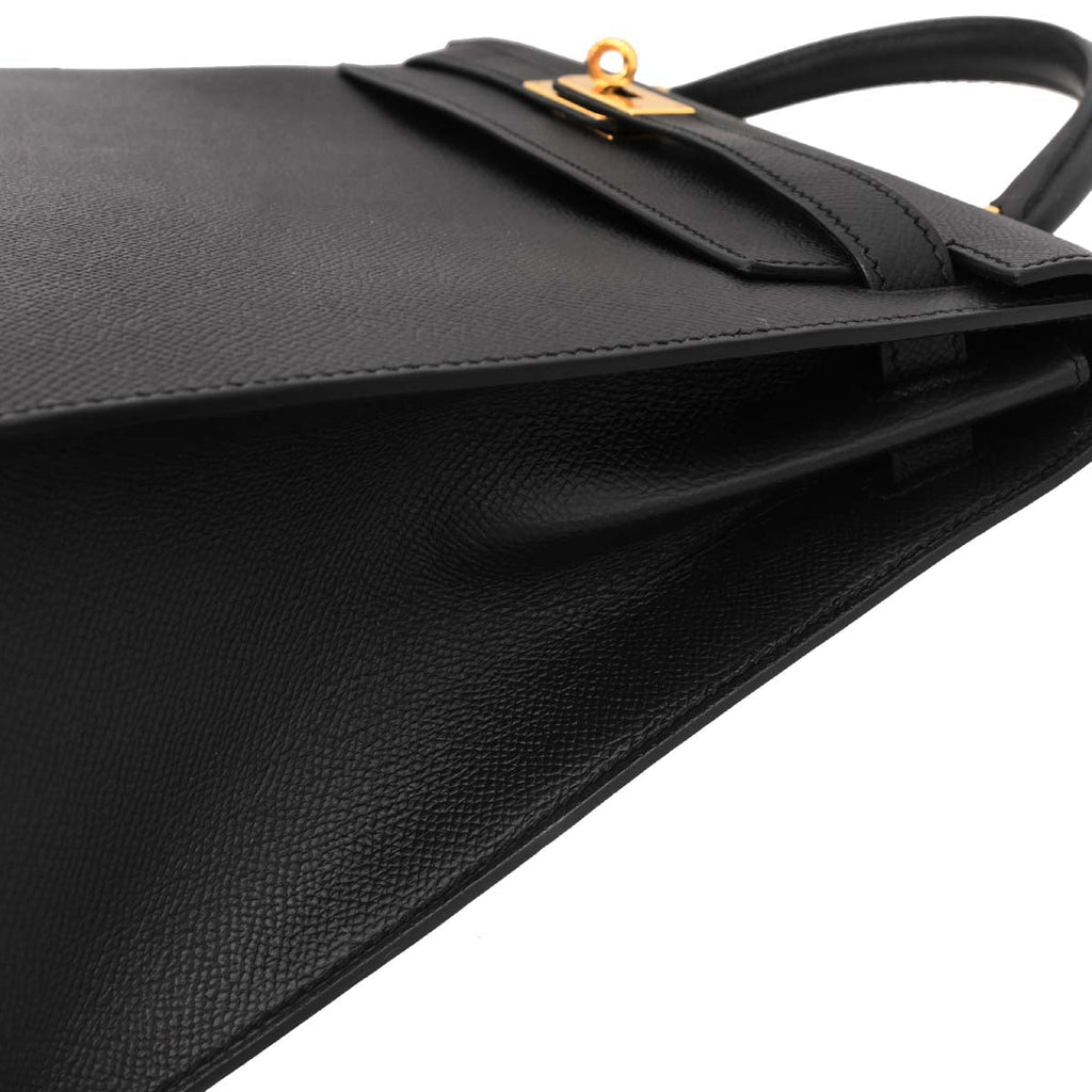 Hermes Black Epsom Kelly 32 Sellier 2way Shoulder Handbag