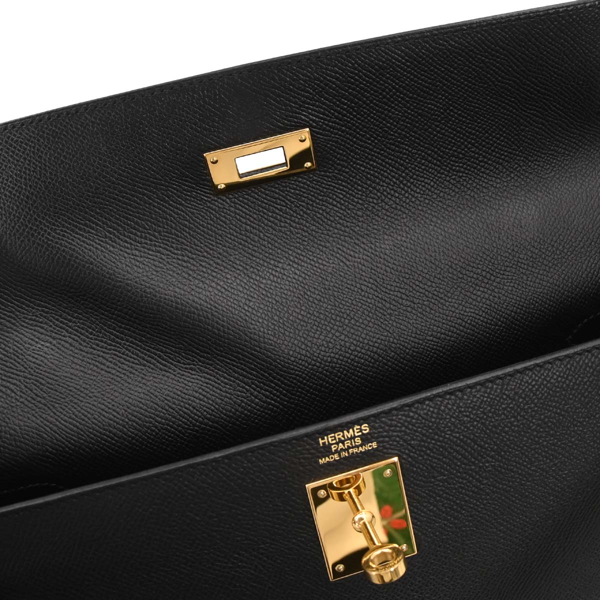 Hermes Black Epsom Kelly 32 Sellier 2way Shoulder Handbag