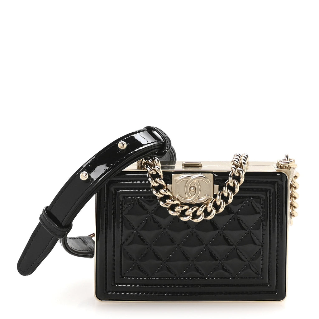Chanel Patent Calfskin Boy Minaudiere Black