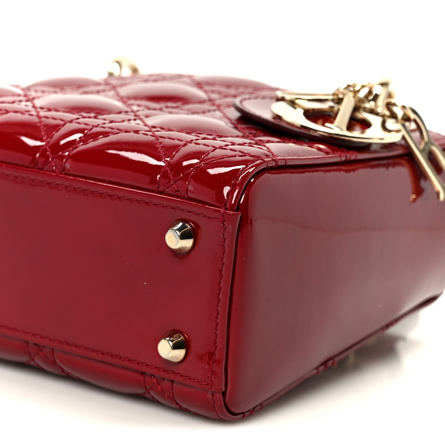 Christian Dior Patent Cannage Mini Lady Dior Red