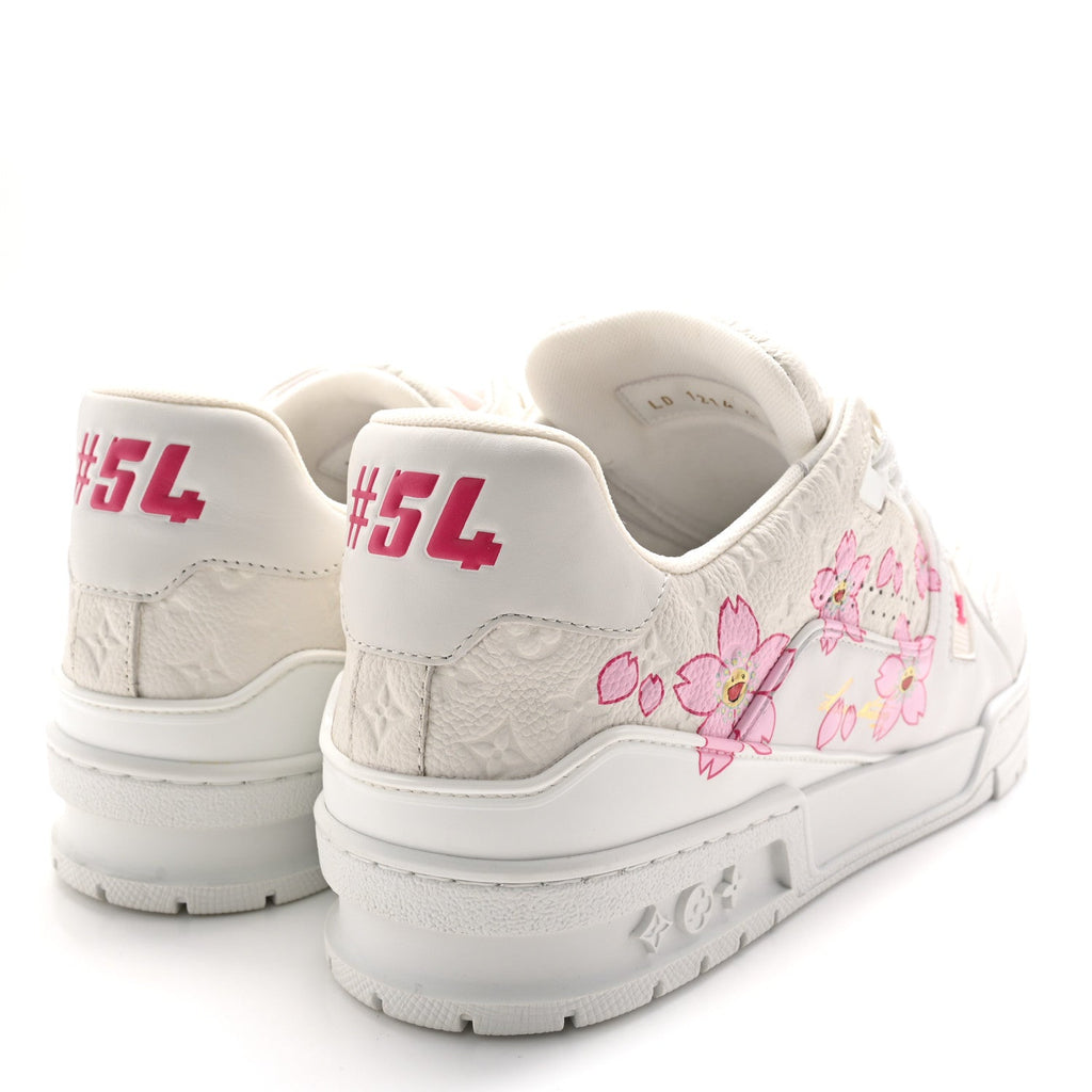 Louis Vuitton LV X TM Embossed Monogram Cherry Blossom LV Trainer Sneakers 41 White