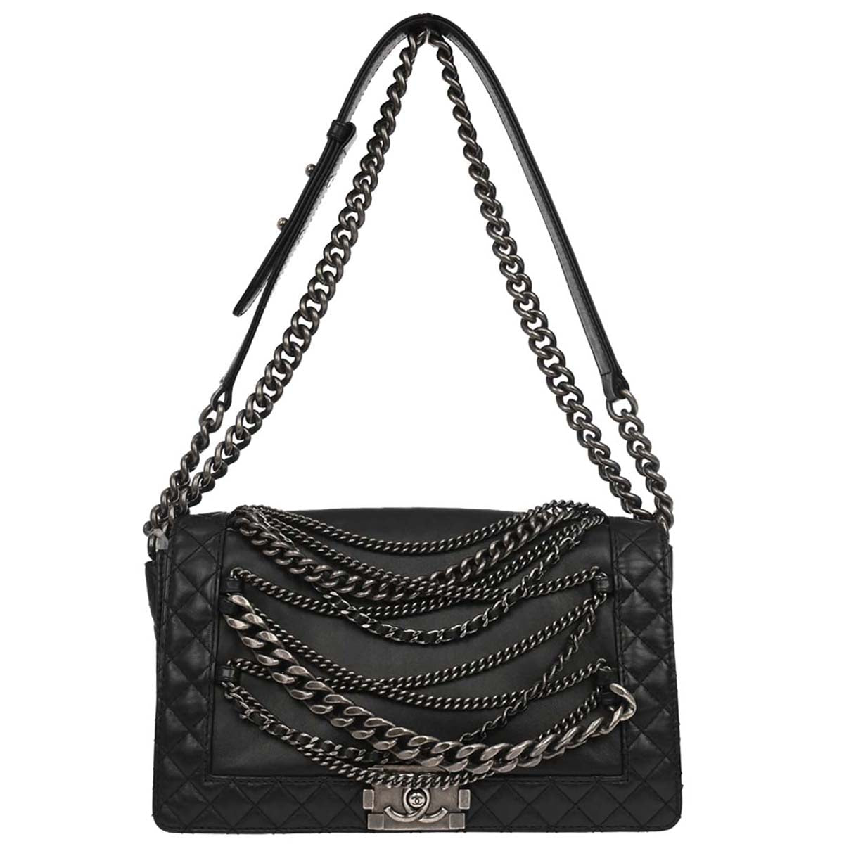 Boy Reverso Chanel Black Lambskin Medium Shoulder Bag