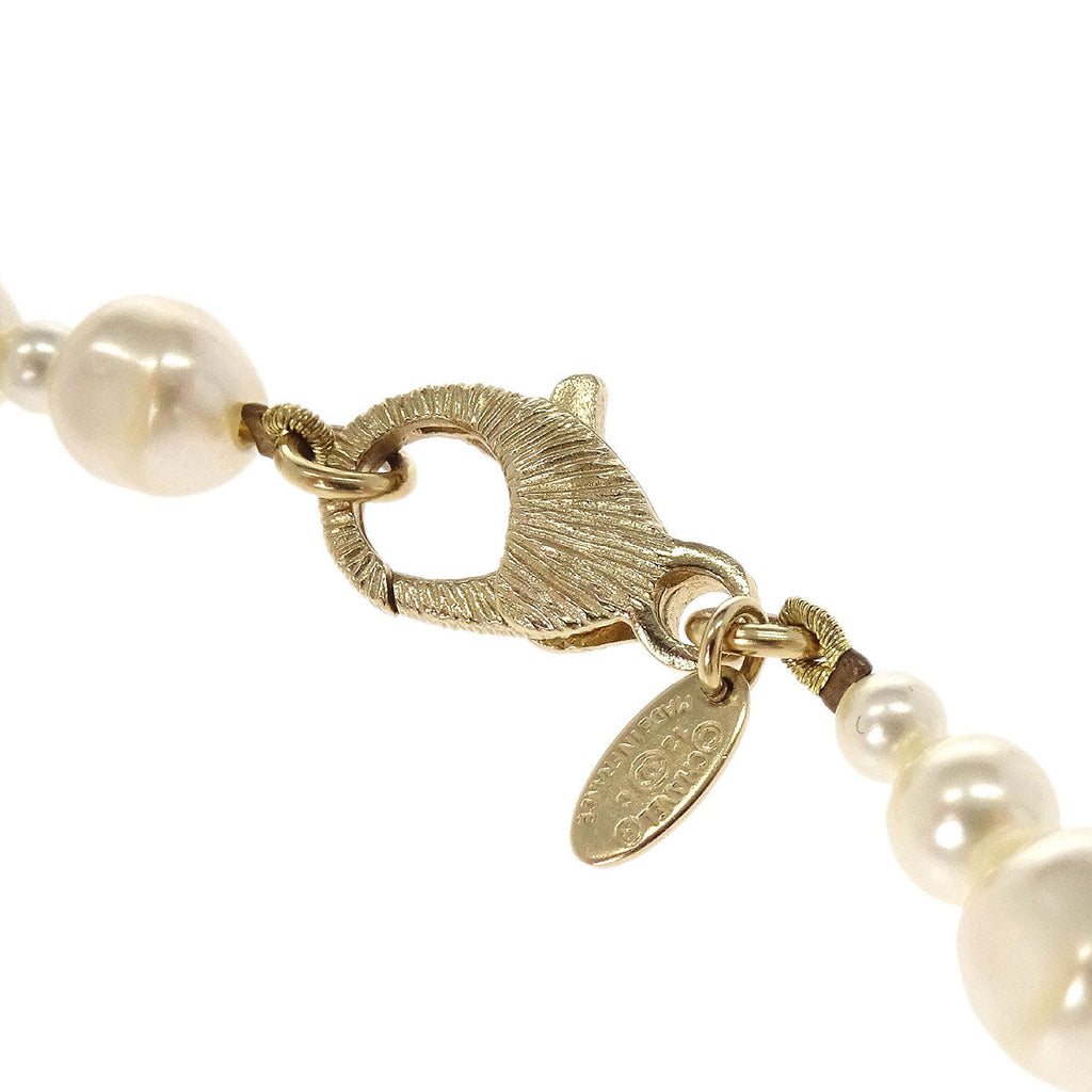 Chanel Chain Necklace Gold Costume Pearl 12C