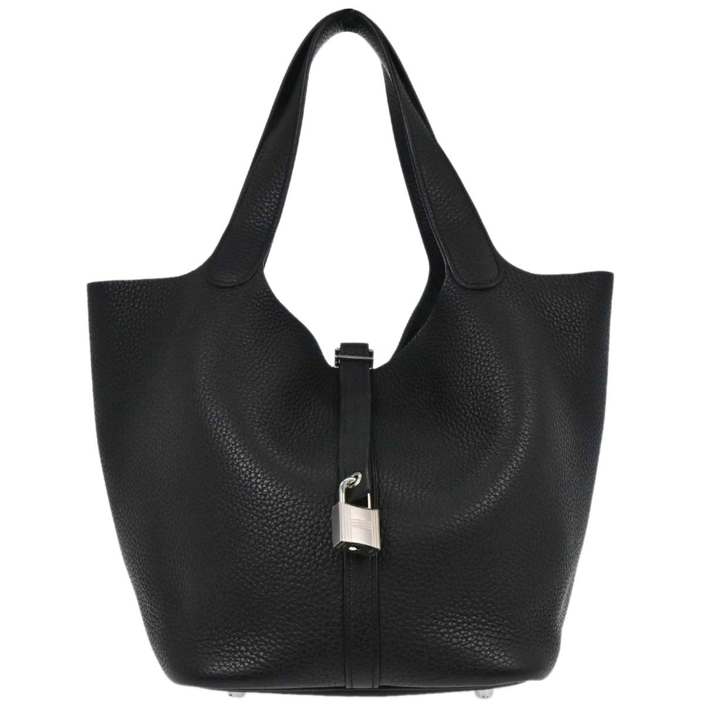 Hermes Black Taurillon Clemence Picotin Lock 22 MM Handbag